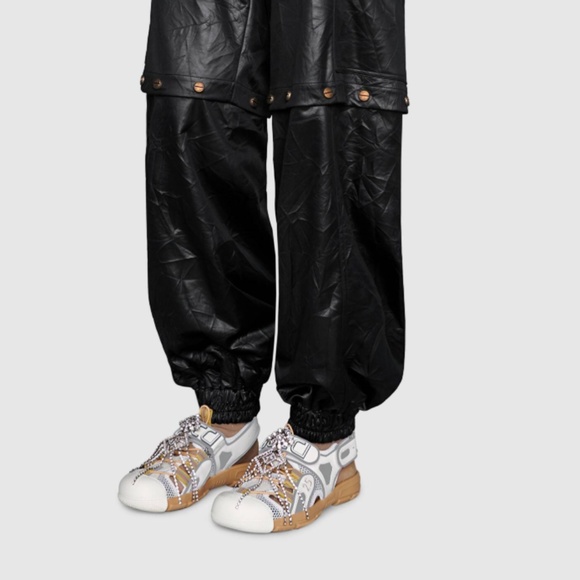 Gucci Womens Sandals SZ 6 White Leather w/Crystals - Picture 4 of 5